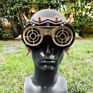 Steampunk Halloween Gold Spike Party Goggles